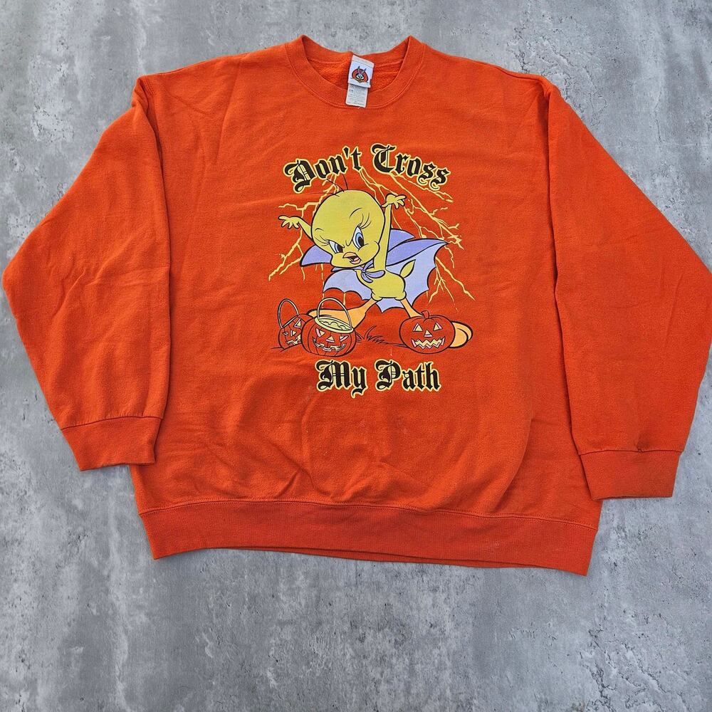 Vintage Y2K Tweety Bird Halloween Crewneck Sweatshirt Size Women's XL